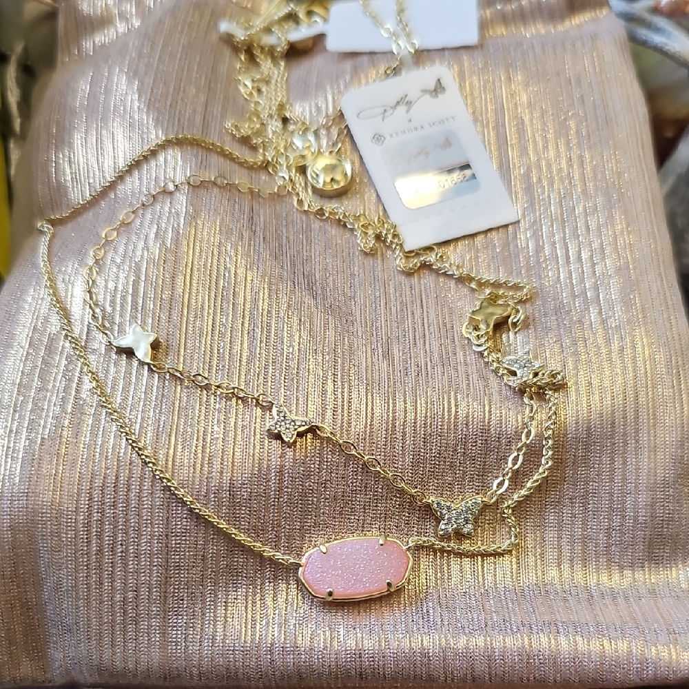 Kendra Scott Limited Addition Dolly Parton Gold and Pink Drusy Necklace